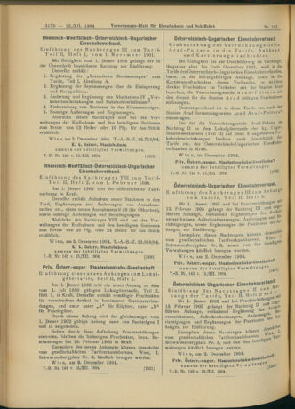 Verordnungs-Blatt für Eisenbahnen und Schiffahrt: Veröffentlichungen in Tarif- und Transport-Angelegenheiten 19041213 Seite: 6