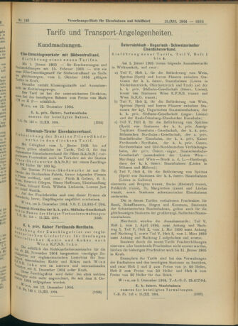 Verordnungs-Blatt für Eisenbahnen und Schiffahrt: Veröffentlichungen in Tarif- und Transport-Angelegenheiten 19041215 Seite: 19