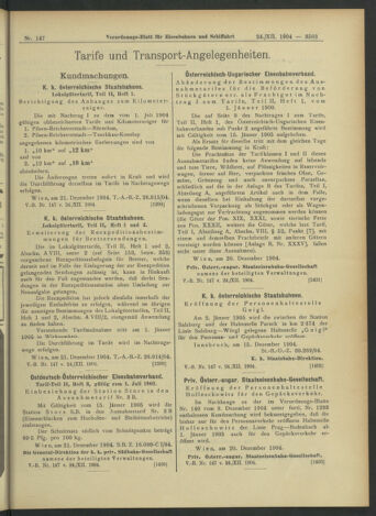 Verordnungs-Blatt für Eisenbahnen und Schiffahrt: Veröffentlichungen in Tarif- und Transport-Angelegenheiten 19041224 Seite: 11