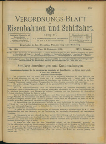 Verordnungs-Blatt für Eisenbahnen und Schiffahrt: Veröffentlichungen in Tarif- und Transport-Angelegenheiten 19041231 Seite: 1