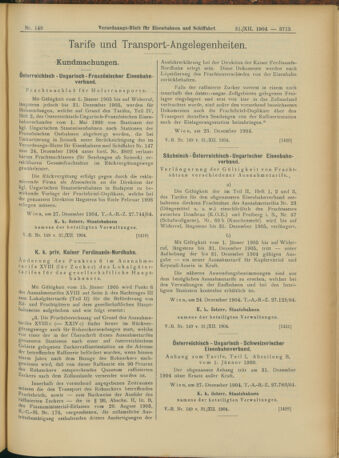 Verordnungs-Blatt für Eisenbahnen und Schiffahrt: Veröffentlichungen in Tarif- und Transport-Angelegenheiten 19041231 Seite: 11