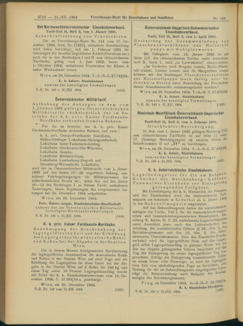 Verordnungs-Blatt für Eisenbahnen und Schiffahrt: Veröffentlichungen in Tarif- und Transport-Angelegenheiten 19041231 Seite: 12