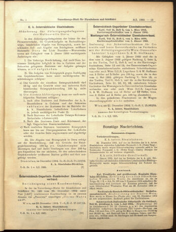 Verordnungs-Blatt für Eisenbahnen und Schiffahrt: Veröffentlichungen in Tarif- und Transport-Angelegenheiten 19050103 Seite: 15