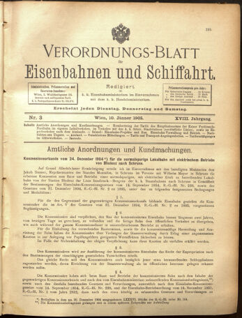 Verordnungs-Blatt für Eisenbahnen und Schiffahrt: Veröffentlichungen in Tarif- und Transport-Angelegenheiten 19050110 Seite: 1