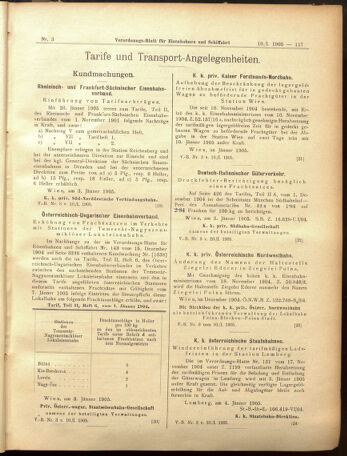 Verordnungs-Blatt für Eisenbahnen und Schiffahrt: Veröffentlichungen in Tarif- und Transport-Angelegenheiten 19050110 Seite: 15