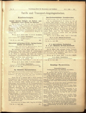 Verordnungs-Blatt für Eisenbahnen und Schiffahrt: Veröffentlichungen in Tarif- und Transport-Angelegenheiten 19050112 Seite: 13