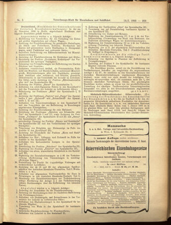 Verordnungs-Blatt für Eisenbahnen und Schiffahrt: Veröffentlichungen in Tarif- und Transport-Angelegenheiten 19050114 Seite: 15