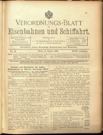 Verordnungs-Blatt für Eisenbahnen und Schiffahrt: Veröffentlichungen in Tarif- und Transport-Angelegenheiten 19050117 Seite: 1