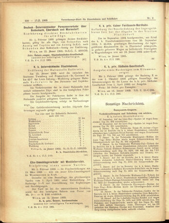 Verordnungs-Blatt für Eisenbahnen und Schiffahrt: Veröffentlichungen in Tarif- und Transport-Angelegenheiten 19050117 Seite: 20