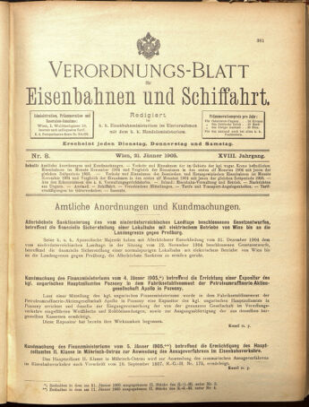 Verordnungs-Blatt für Eisenbahnen und Schiffahrt: Veröffentlichungen in Tarif- und Transport-Angelegenheiten 19050121 Seite: 1