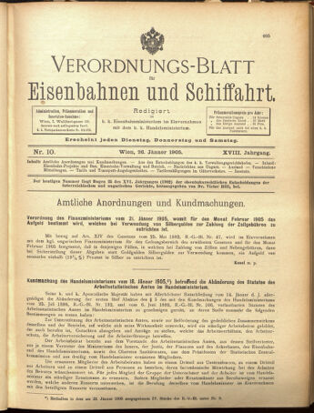 Verordnungs-Blatt für Eisenbahnen und Schiffahrt: Veröffentlichungen in Tarif- und Transport-Angelegenheiten 19050126 Seite: 1