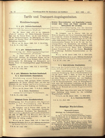 Verordnungs-Blatt für Eisenbahnen und Schiffahrt: Veröffentlichungen in Tarif- und Transport-Angelegenheiten 19050126 Seite: 7