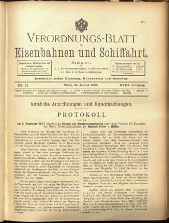 Verordnungs-Blatt für Eisenbahnen und Schiffahrt: Veröffentlichungen in Tarif- und Transport-Angelegenheiten 19050128 Seite: 1