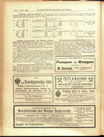 Verordnungs-Blatt für Eisenbahnen und Schiffahrt: Veröffentlichungen in Tarif- und Transport-Angelegenheiten 19050131 Seite: 12