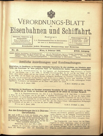 Verordnungs-Blatt für Eisenbahnen und Schiffahrt: Veröffentlichungen in Tarif- und Transport-Angelegenheiten 19050202 Seite: 1