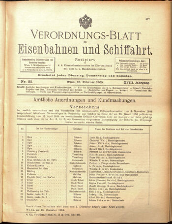 Verordnungs-Blatt für Eisenbahnen und Schiffahrt: Veröffentlichungen in Tarif- und Transport-Angelegenheiten 19050223 Seite: 1