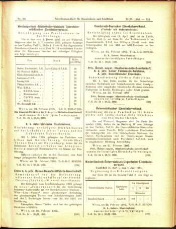 Verordnungs-Blatt für Eisenbahnen und Schiffahrt: Veröffentlichungen in Tarif- und Transport-Angelegenheiten 19050228 Seite: 7