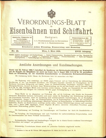 Verordnungs-Blatt für Eisenbahnen und Schiffahrt: Veröffentlichungen in Tarif- und Transport-Angelegenheiten 19050302 Seite: 1