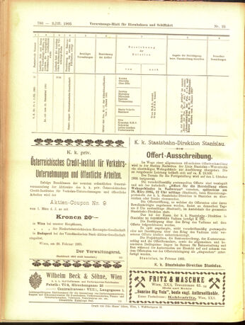 Verordnungs-Blatt für Eisenbahnen und Schiffahrt: Veröffentlichungen in Tarif- und Transport-Angelegenheiten 19050302 Seite: 20