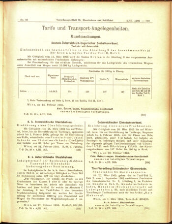 Verordnungs-Blatt für Eisenbahnen und Schiffahrt: Veröffentlichungen in Tarif- und Transport-Angelegenheiten 19050304 Seite: 9