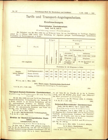 Verordnungs-Blatt für Eisenbahnen und Schiffahrt: Veröffentlichungen in Tarif- und Transport-Angelegenheiten 19050307 Seite: 7