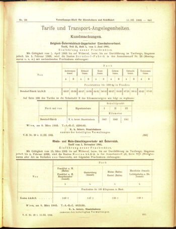 Verordnungs-Blatt für Eisenbahnen und Schiffahrt: Veröffentlichungen in Tarif- und Transport-Angelegenheiten 19050311 Seite: 9