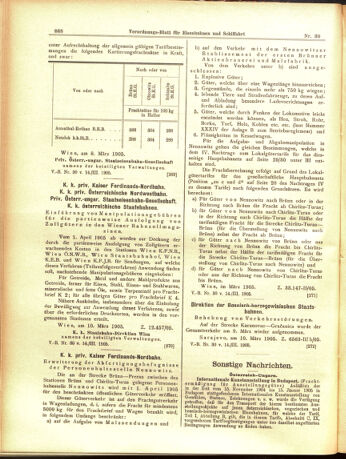 Verordnungs-Blatt für Eisenbahnen und Schiffahrt: Veröffentlichungen in Tarif- und Transport-Angelegenheiten 19050314 Seite: 20