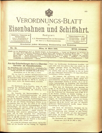 Verordnungs-Blatt für Eisenbahnen und Schiffahrt: Veröffentlichungen in Tarif- und Transport-Angelegenheiten 19050316 Seite: 1