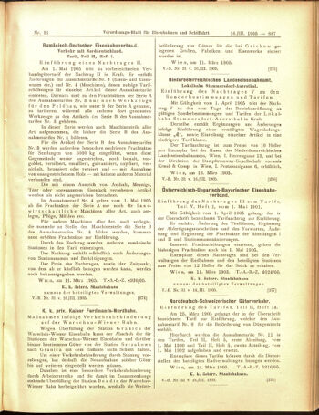 Verordnungs-Blatt für Eisenbahnen und Schiffahrt: Veröffentlichungen in Tarif- und Transport-Angelegenheiten 19050316 Seite: 15