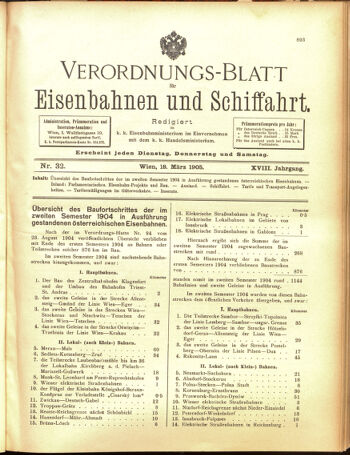 Verordnungs-Blatt für Eisenbahnen und Schiffahrt: Veröffentlichungen in Tarif- und Transport-Angelegenheiten 19050318 Seite: 1