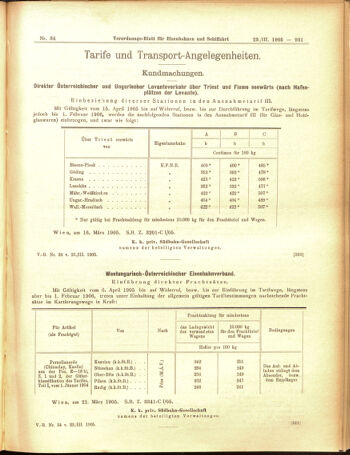 Verordnungs-Blatt für Eisenbahnen und Schiffahrt: Veröffentlichungen in Tarif- und Transport-Angelegenheiten 19050323 Seite: 7