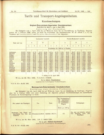 Verordnungs-Blatt für Eisenbahnen und Schiffahrt: Veröffentlichungen in Tarif- und Transport-Angelegenheiten 19050325 Seite: 9