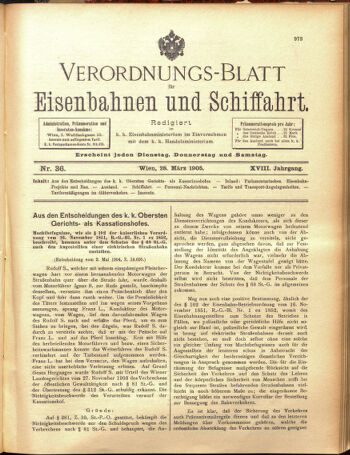 Verordnungs-Blatt für Eisenbahnen und Schiffahrt: Veröffentlichungen in Tarif- und Transport-Angelegenheiten 19050328 Seite: 1