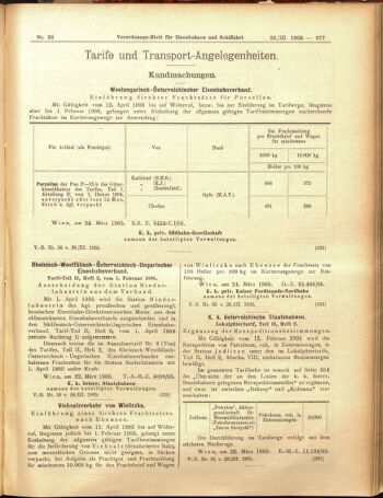 Verordnungs-Blatt für Eisenbahnen und Schiffahrt: Veröffentlichungen in Tarif- und Transport-Angelegenheiten 19050328 Seite: 5