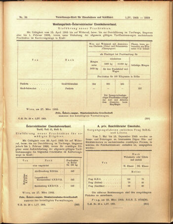 Verordnungs-Blatt für Eisenbahnen und Schiffahrt: Veröffentlichungen in Tarif- und Transport-Angelegenheiten 19050401 Seite: 19