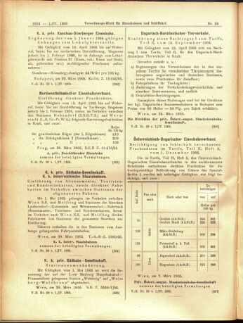 Verordnungs-Blatt für Eisenbahnen und Schiffahrt: Veröffentlichungen in Tarif- und Transport-Angelegenheiten 19050401 Seite: 20