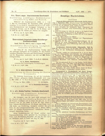 Verordnungs-Blatt für Eisenbahnen und Schiffahrt: Veröffentlichungen in Tarif- und Transport-Angelegenheiten 19050408 Seite: 7