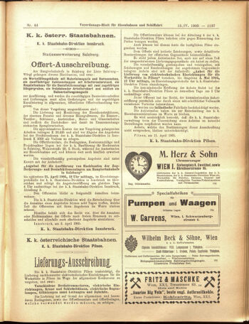 Verordnungs-Blatt für Eisenbahnen und Schiffahrt: Veröffentlichungen in Tarif- und Transport-Angelegenheiten 19050415 Seite: 13