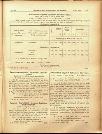 Verordnungs-Blatt für Eisenbahnen und Schiffahrt: Veröffentlichungen in Tarif- und Transport-Angelegenheiten 19050420 Seite: 11