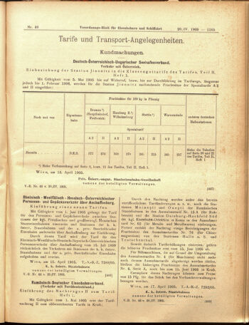 Verordnungs-Blatt für Eisenbahnen und Schiffahrt: Veröffentlichungen in Tarif- und Transport-Angelegenheiten 19050420 Seite: 9