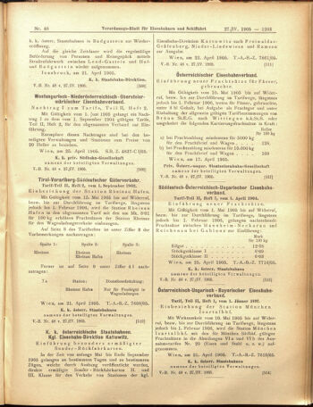 Verordnungs-Blatt für Eisenbahnen und Schiffahrt: Veröffentlichungen in Tarif- und Transport-Angelegenheiten 19050427 Seite: 11