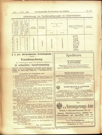 Verordnungs-Blatt für Eisenbahnen und Schiffahrt: Veröffentlichungen in Tarif- und Transport-Angelegenheiten 19050427 Seite: 24