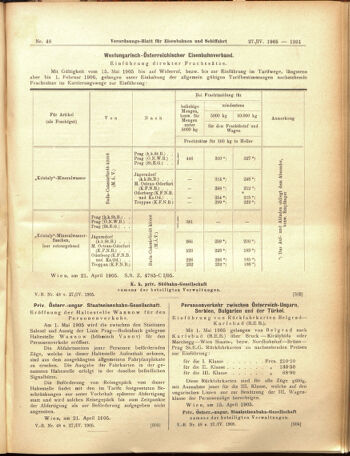 Verordnungs-Blatt für Eisenbahnen und Schiffahrt: Veröffentlichungen in Tarif- und Transport-Angelegenheiten 19050427 Seite: 9