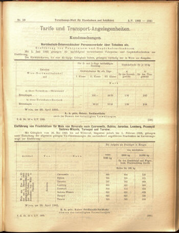 Verordnungs-Blatt für Eisenbahnen und Schiffahrt: Veröffentlichungen in Tarif- und Transport-Angelegenheiten 19050502 Seite: 9