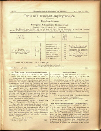 Verordnungs-Blatt für Eisenbahnen und Schiffahrt: Veröffentlichungen in Tarif- und Transport-Angelegenheiten 19050504 Seite: 9