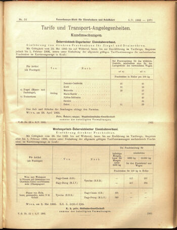 Verordnungs-Blatt für Eisenbahnen und Schiffahrt: Veröffentlichungen in Tarif- und Transport-Angelegenheiten 19050506 Seite: 7