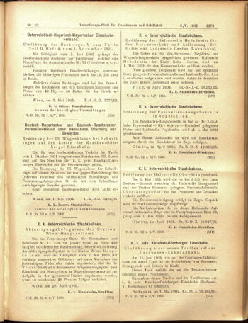 Verordnungs-Blatt für Eisenbahnen und Schiffahrt: Veröffentlichungen in Tarif- und Transport-Angelegenheiten 19050506 Seite: 9