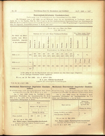 Verordnungs-Blatt für Eisenbahnen und Schiffahrt: Veröffentlichungen in Tarif- und Transport-Angelegenheiten 19050516 Seite: 17