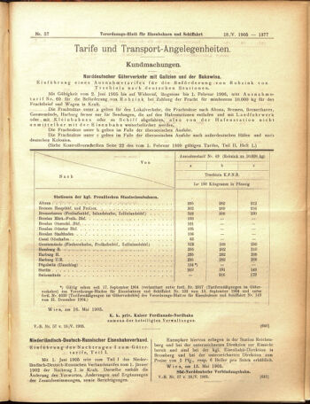 Verordnungs-Blatt für Eisenbahnen und Schiffahrt: Veröffentlichungen in Tarif- und Transport-Angelegenheiten 19050518 Seite: 9