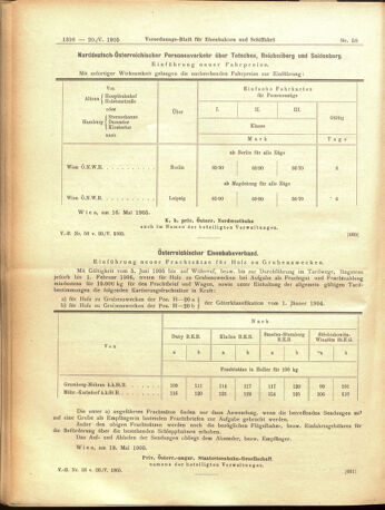 Verordnungs-Blatt für Eisenbahnen und Schiffahrt: Veröffentlichungen in Tarif- und Transport-Angelegenheiten 19050520 Seite: 10